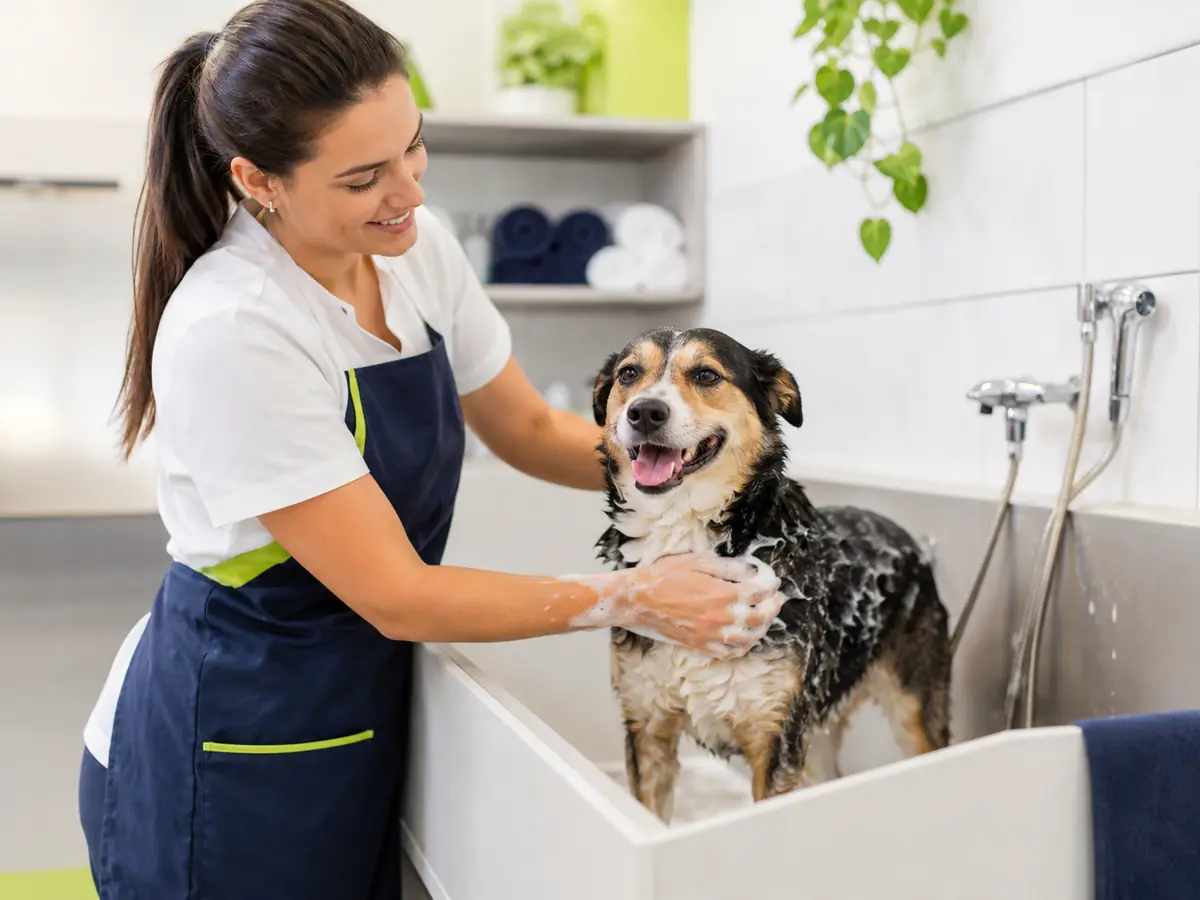 Cuidado de higiene e bem-estar para cães no Banho e Tosa